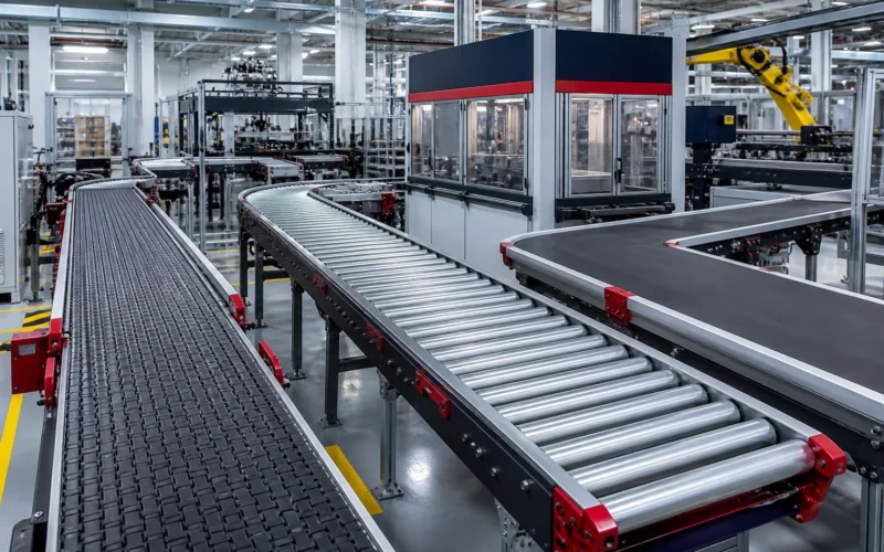 Industrial conveyor belt types used in a modern Malaysian factory